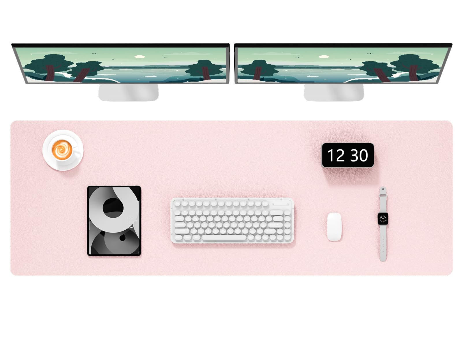 Hsurbtra Desk Pad, 48" x 17" PU Leather Desk Mat, XXXL Extended Mouse Pad, Waterproof Desktop Blotter Protector, Non-Slip Ultra Thin Large Laptop Keyboard Writing Mat for Office Home, Pink