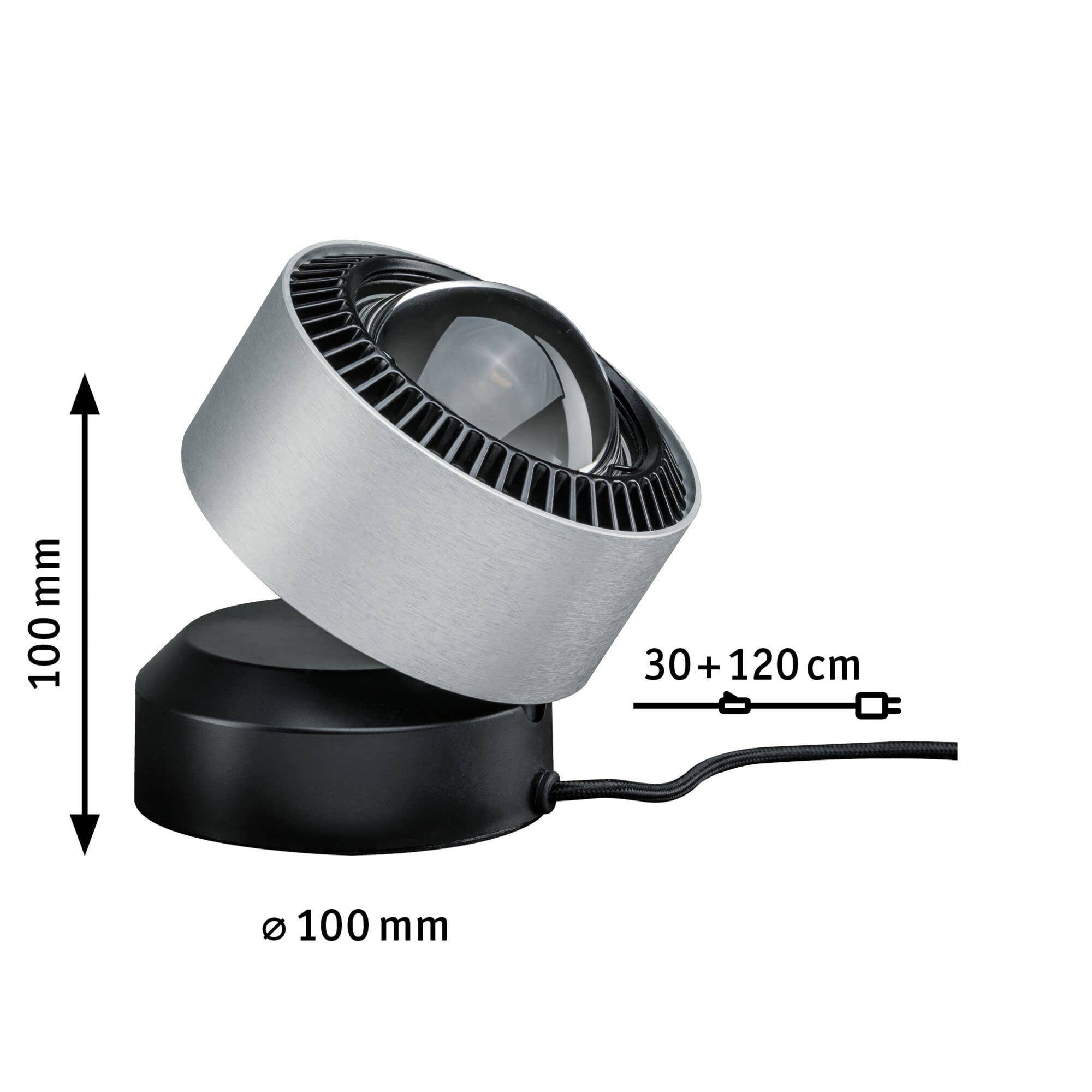 Paulmann 79718 Lampada da tavolo LED Aldan incl. 1x3,5 Watt dimmerabile lampada da comodino nero, alluminio lampada da tavolo bianco caldo 2700 K
