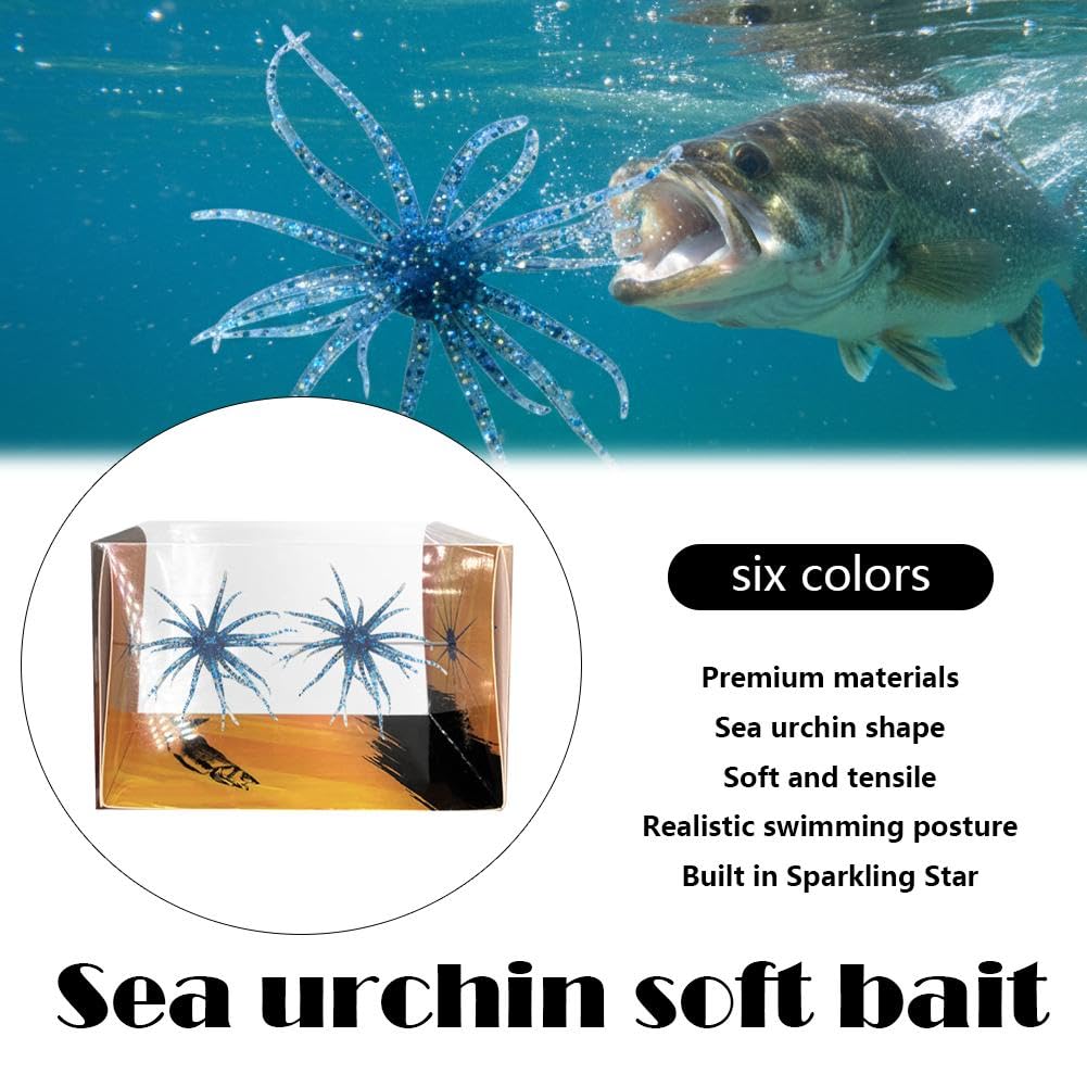 2PCS Bass Fishing Bait - Lure Bait for Black Pits,Soft Sea Urchin Baits,Soft Artificial Sea Urchin Lures for Shore,Trout,River,Lake,Saltwater,Freshwater,Father's Day Fishing Gifts for Men,Fishermen — view 4