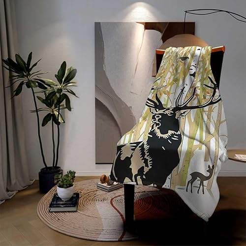 Miniatura 3 de Granny Square Blanket Antlers Decor Creative Manta para Cama Sofa, Couch, Bedroom 70inch X 90inch