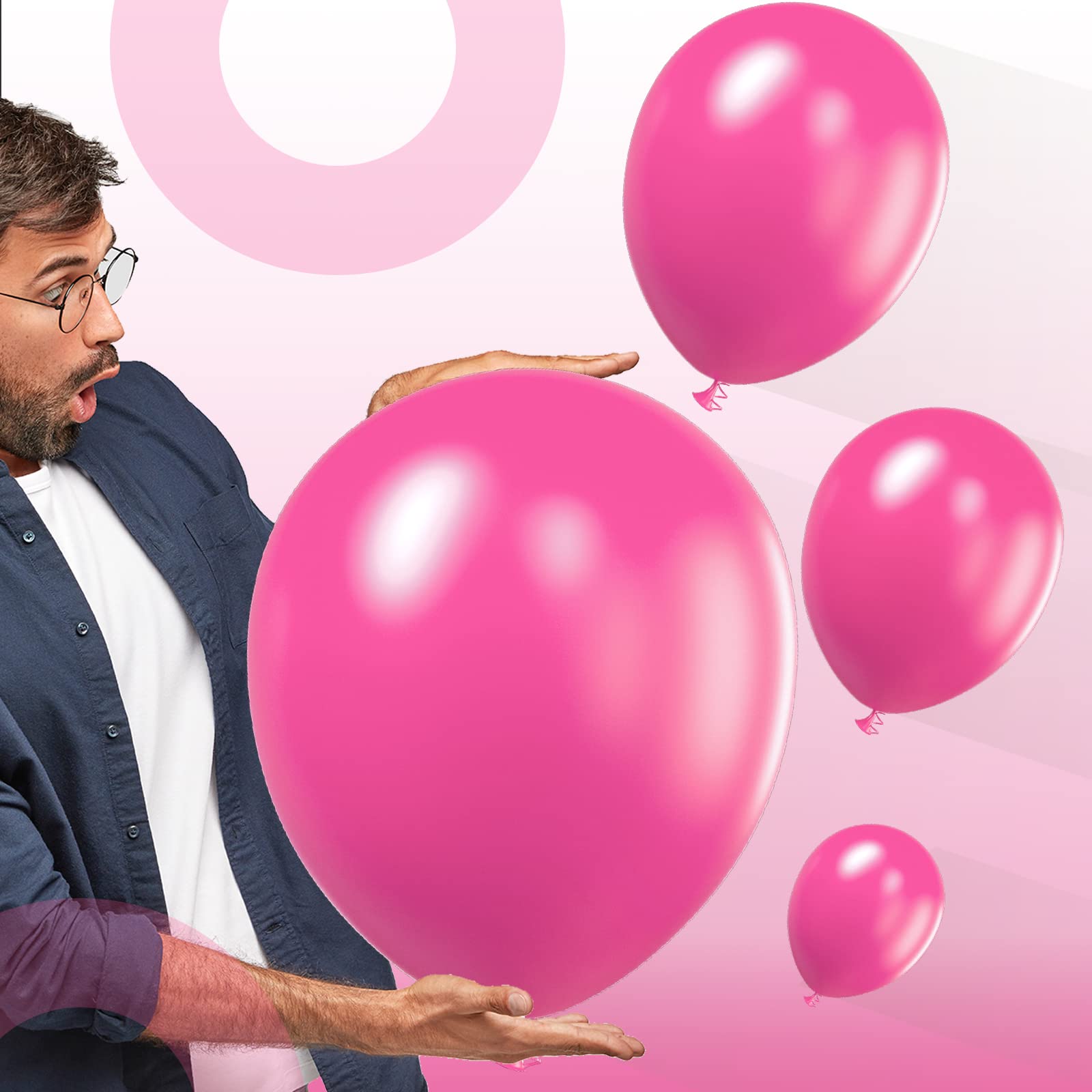 PartyWoo Magenta Balloons, 100 pcs Hot Pink Balloons, Pink Balloons Different Sizes Pack of 18 Inch 12 Inch 10 Inch 5 Inch Dusty Rose Balloons, Fushcia Balloons for Party Decorations, Pink-Magenta-F17