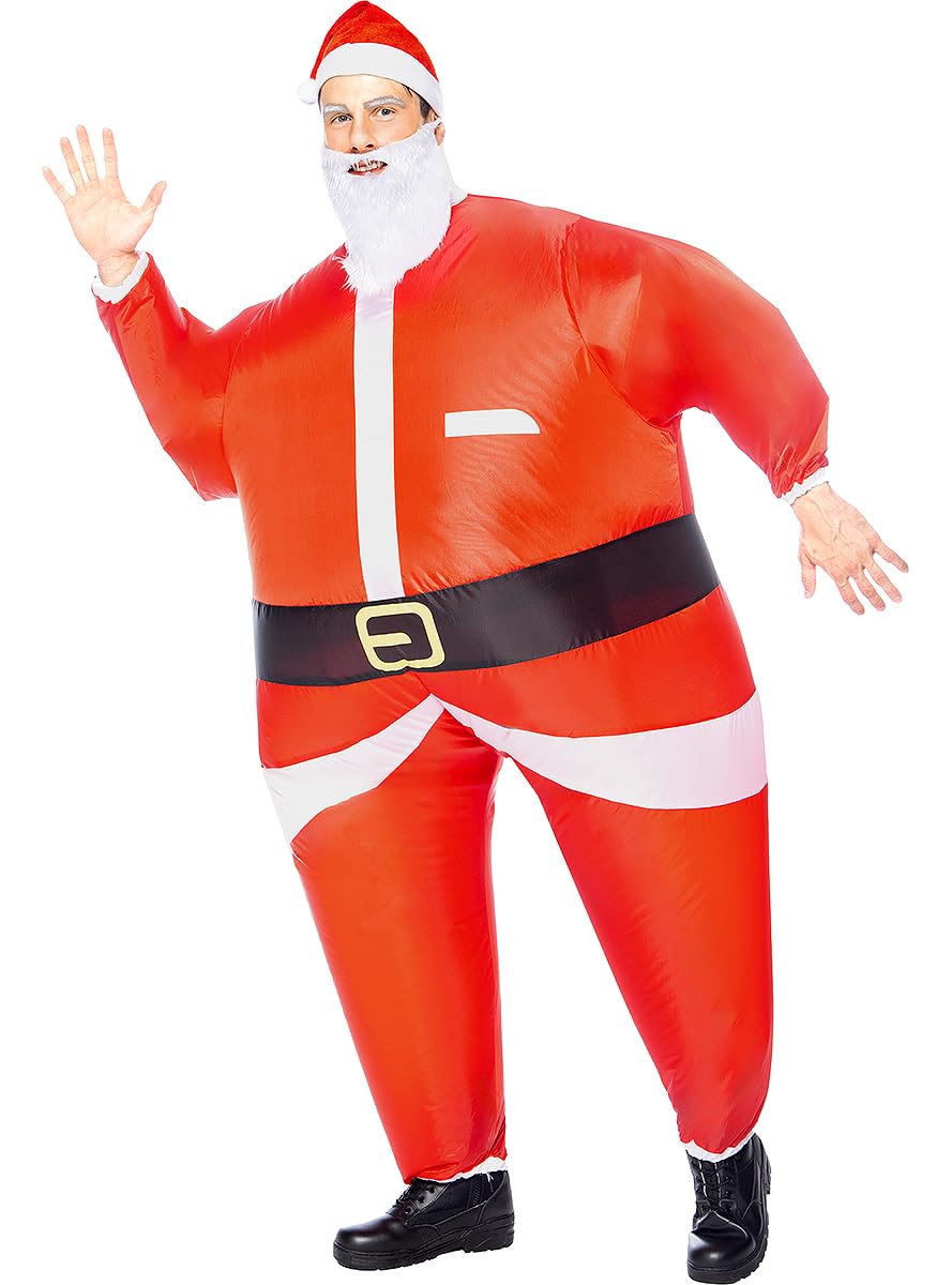 Funidelia | Disfraz de Papá Noel hinchable para hombre y mujer Santa Claus, Navidad, Papá Noel - Disfraz para adultos y divertidos accesorios para Fiestas, Carnaval y Halloween - Talla única - Rojo