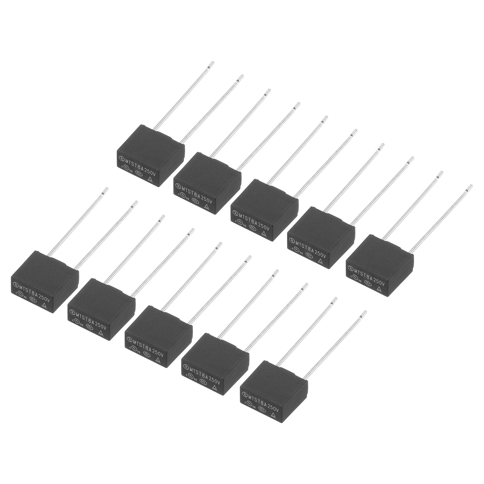 uxcell 20Pcs DIP Mounted Miniature Square Slow Blow Micro Fuse for Electronic Parts PCB LCD Repair, T8A 8A 250V, Black