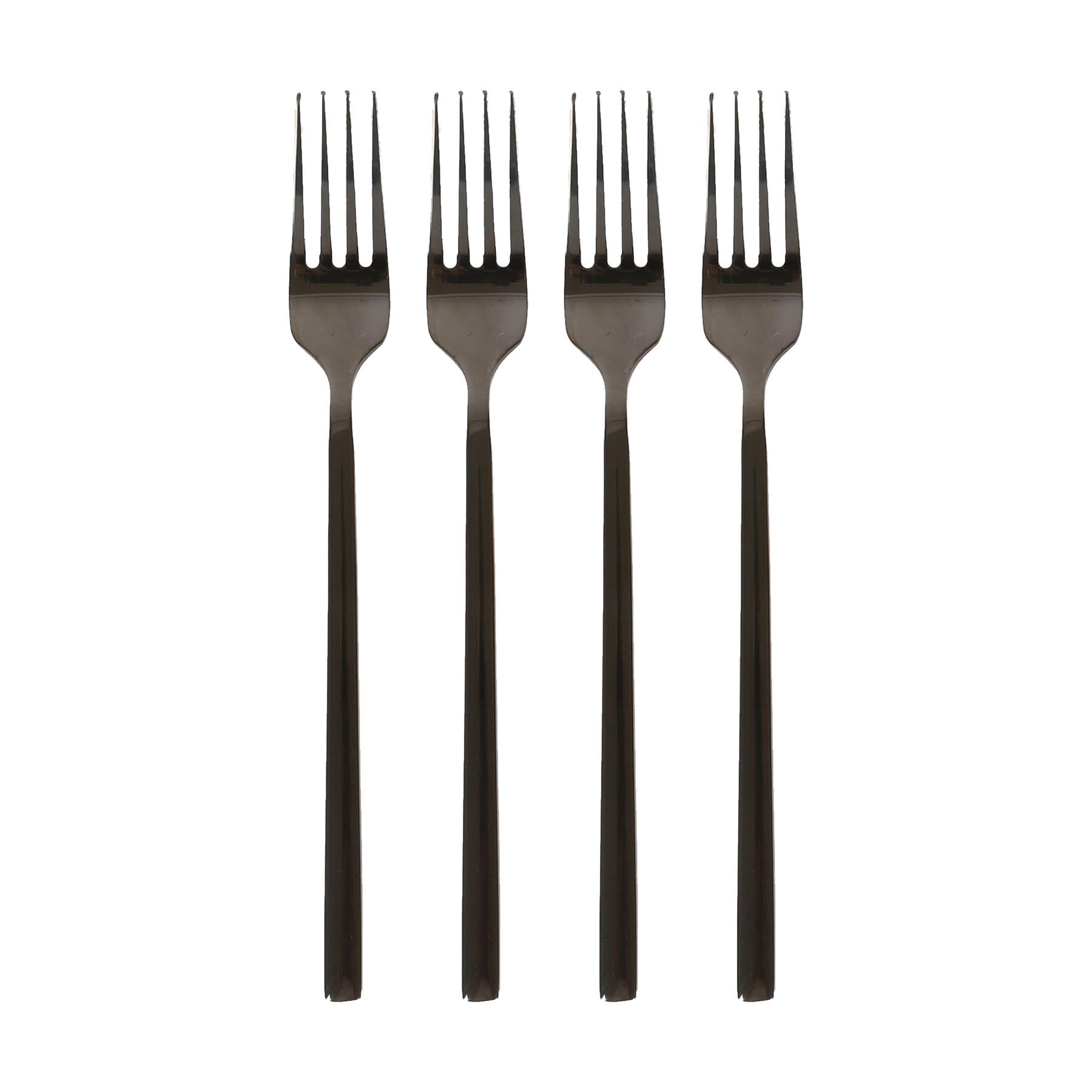 Argon Tableware 4 Stainless Steel Dinner Forks – 19.5cm Matte Black Finish Modern Cutlery Set for Dining & Entertaining – Stylish Dishwasher Safe Tableware