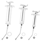 Mtuiewo 3 PCS Reusable Drench Syringe, Reusable Drench Gun Syringe for Bird, Cats, Dogs, Goats, Pigs, Syringe with 3 Drench Nozzle Adjustable Dosage (20ml 50ml 100ml)