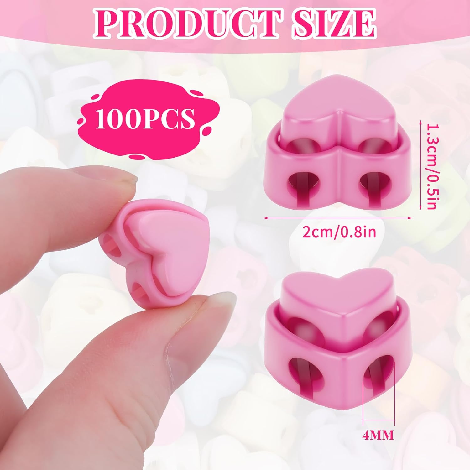 Hysagtek Plastic Cord Locks for Drawstrings Shoelaces, 100 Pcs Adjustable Round Cord Stops for Paracord, Backpacks - Image 2