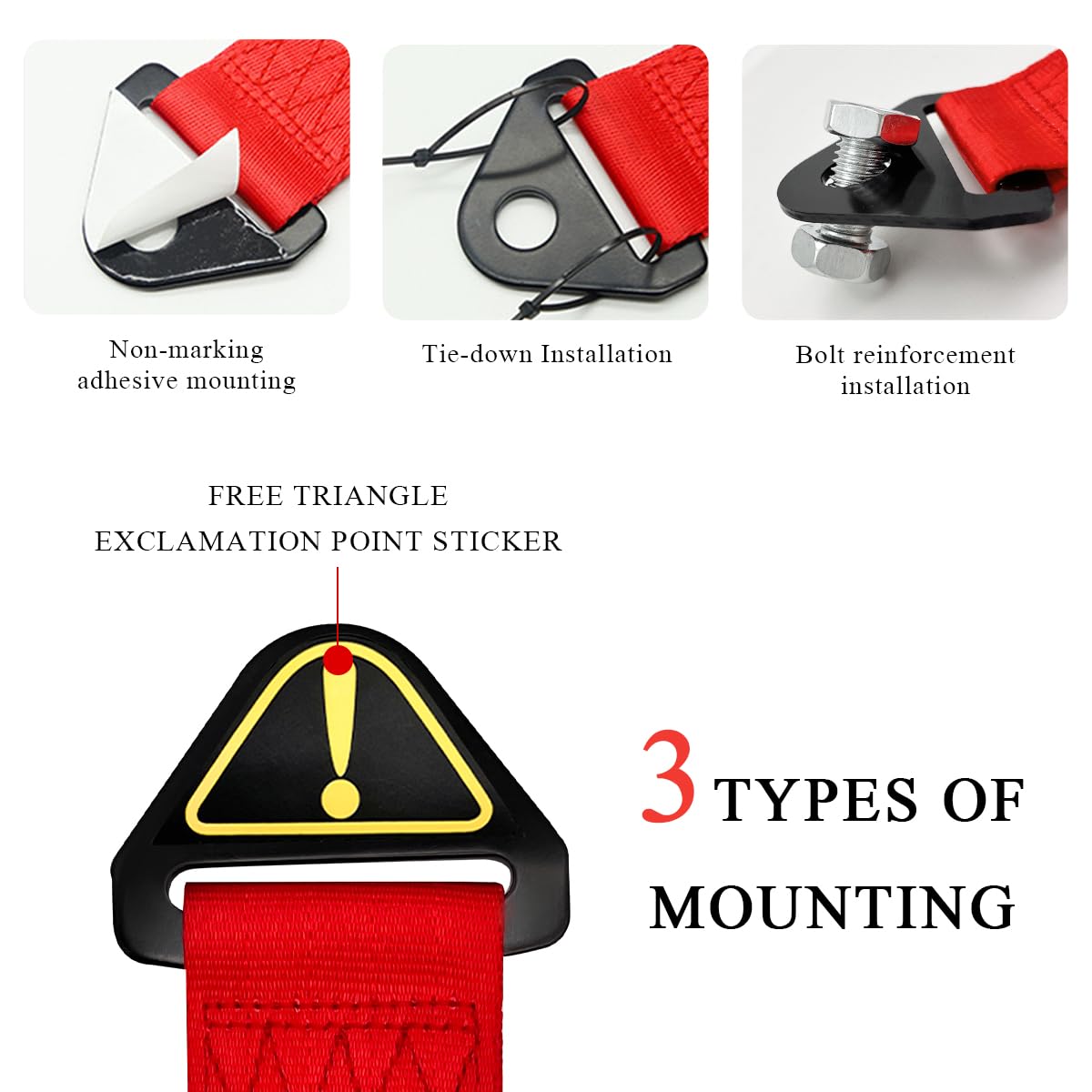 JDM Tow Strap With Chinese Slogan - Red Universal Car Accessory For Front/Rear Bumper Decoration