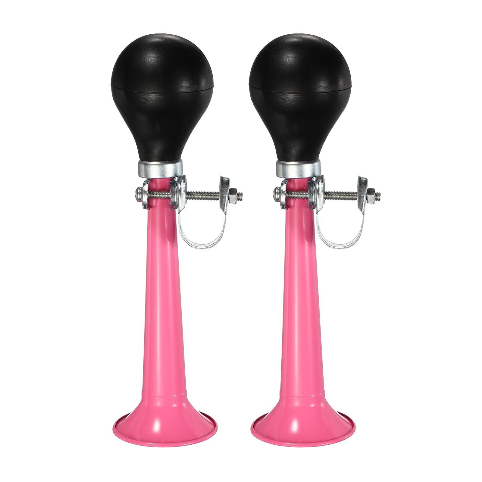 YELARXI Bike Horn, Air Horns for Safety with Air Squeeze Metal Handlebar Bugle Bicycle Loud Bell 2Pcs & 8 Inch & Pink - Fit for (Road/Mountain/Bikes/Scooters)