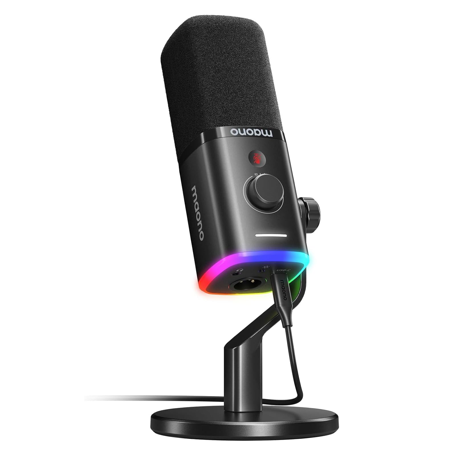 MAONO XLR/USB Gaming Mikrofon für Streaming Podcast Studio, Dynamisches Mikrofon mit Doppelter Geräuschunterdrückung, Software und Stummschalttaste, für PS4/5 Mac Mixer Soundkarten (PD100X Schwarz)