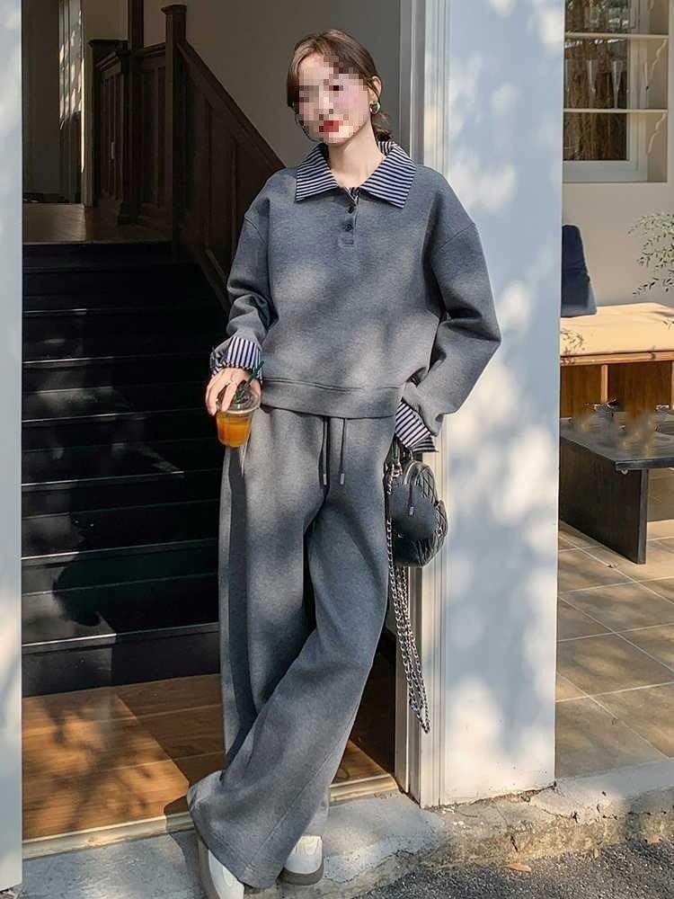 Ensemble 2 pièces sweat pour femme, pull ample et pantalon de survêtement décontracté