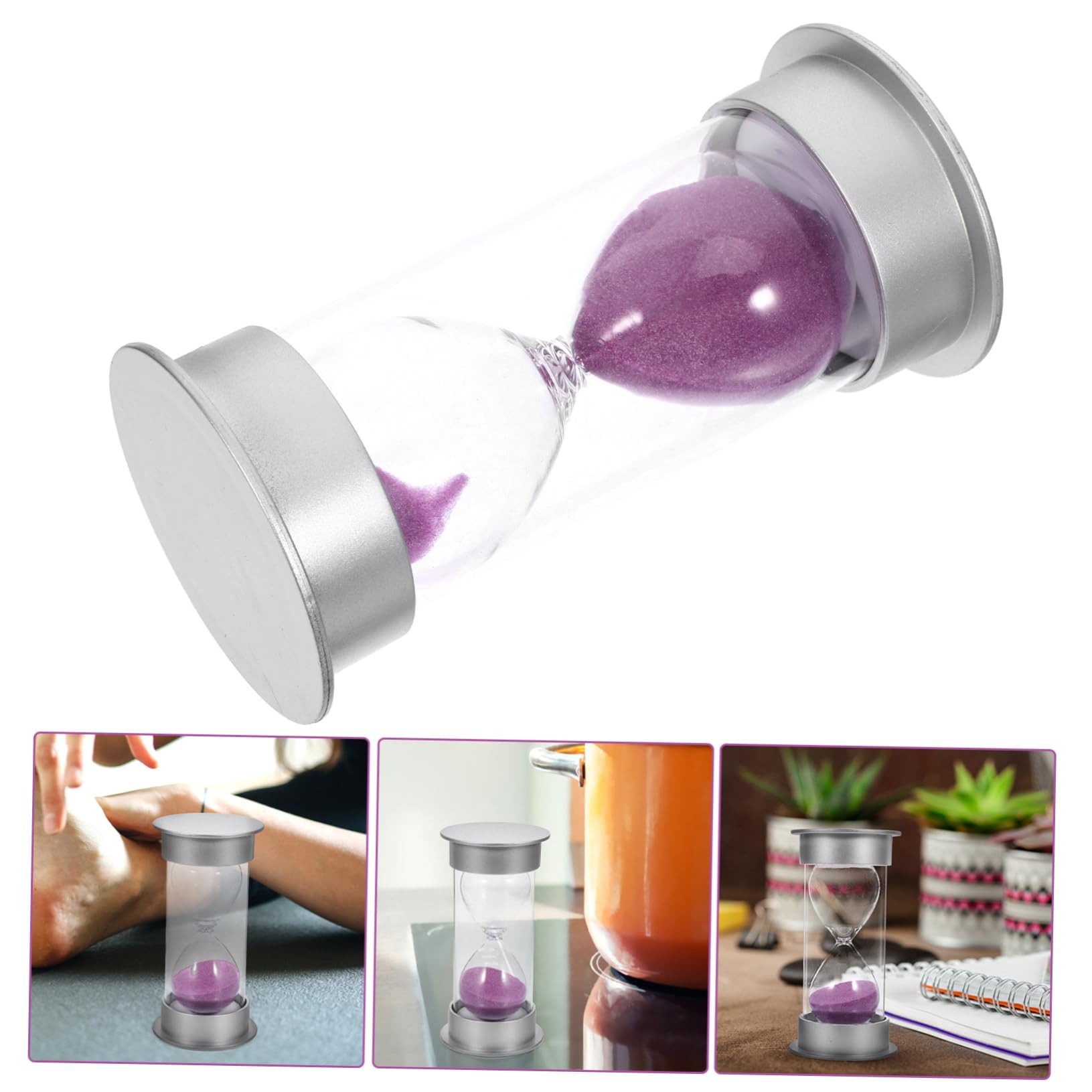 2piezas De Cubierta De Plata y Arena Temporizador Decorativo para y para Cumpleaños y Navidad