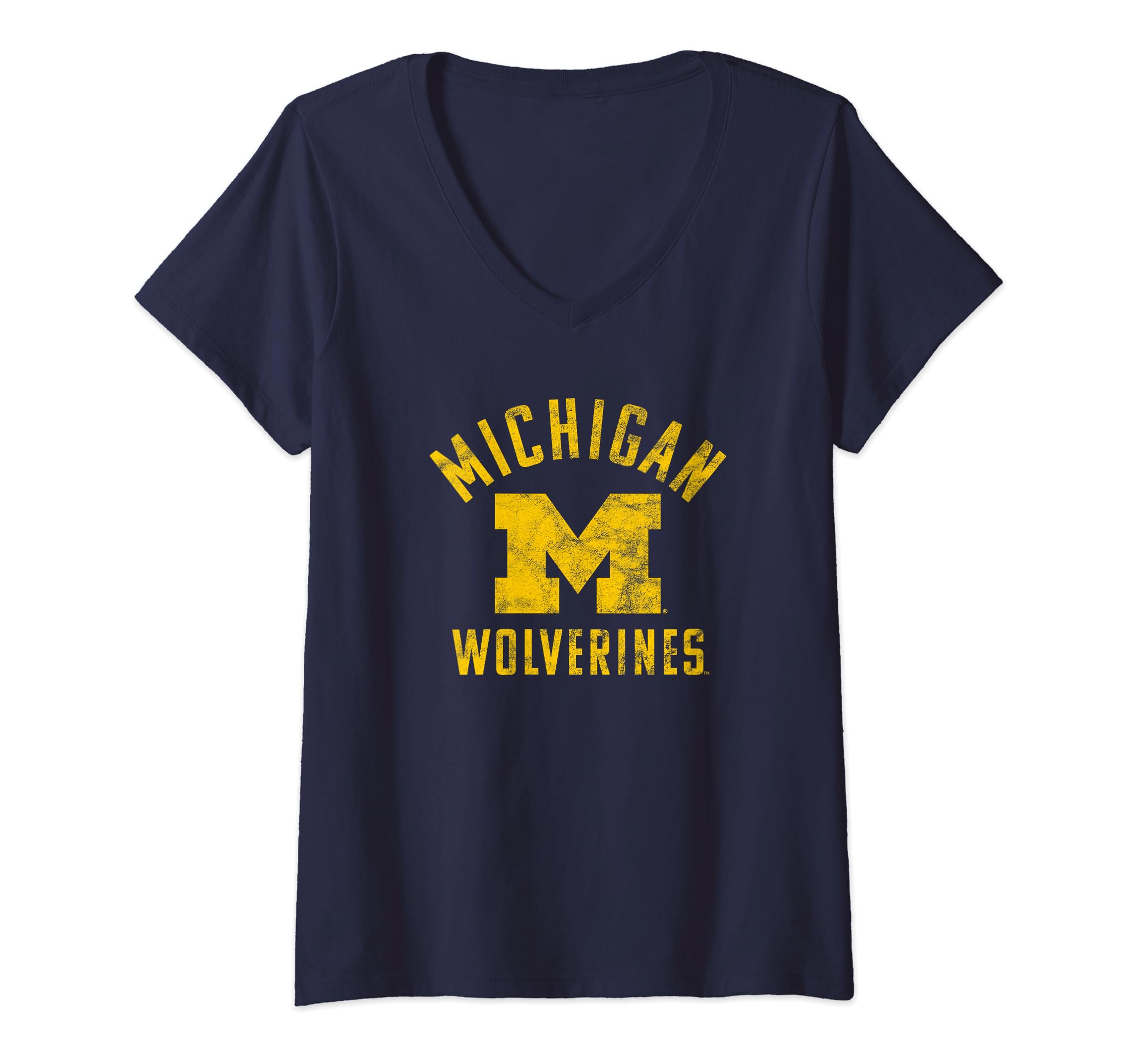 Womens University of Michigan Wolverines U of M Large V-Neck T-ShirtOEKO-TEX STANDARD 100