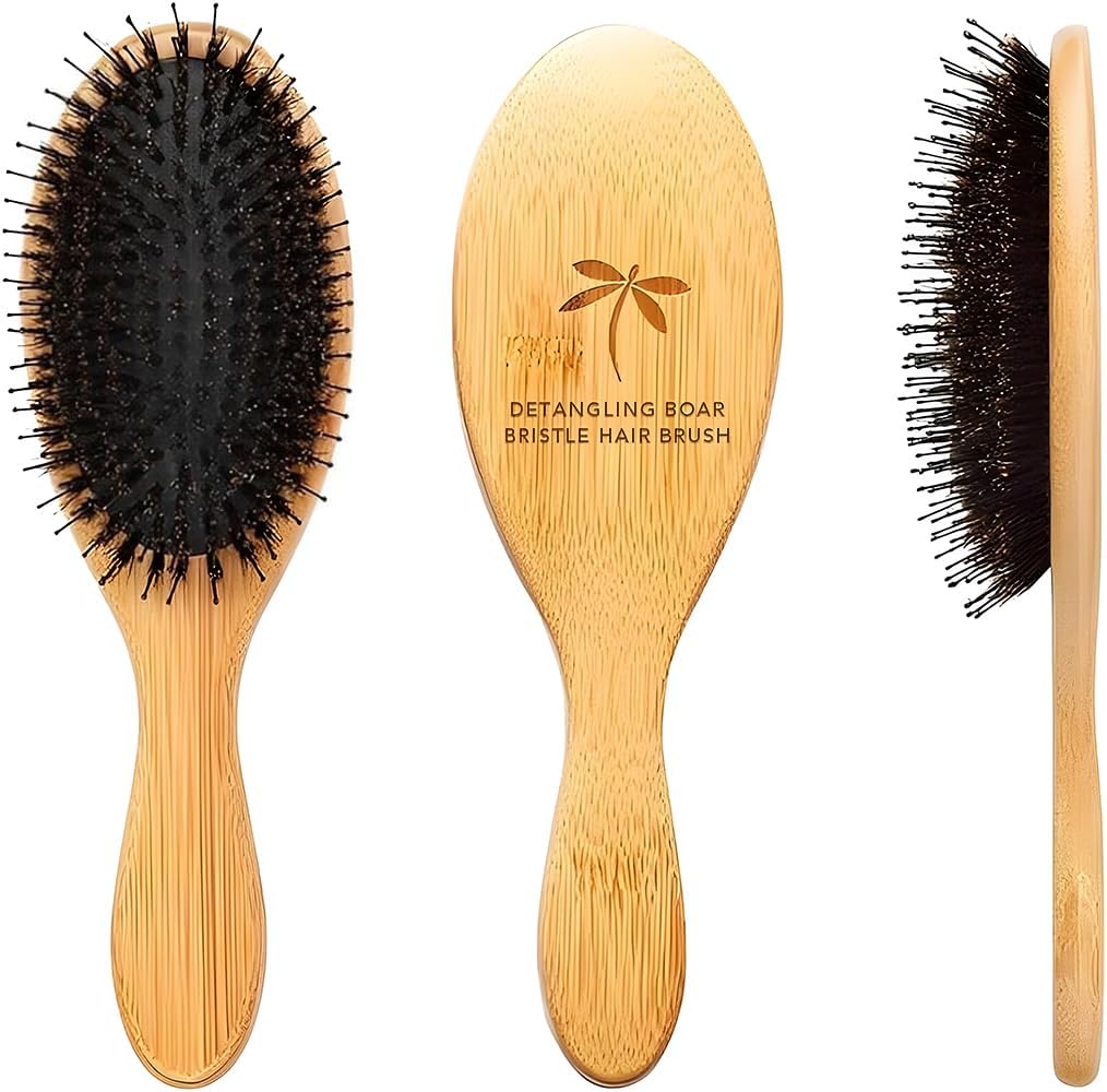 Boar Bristle Hair Brush - Hair Brushes for Women & Mens Hair Brush, Detangler Brush, Hairbrush, Detangling Brush for Long, Curly or Any Type of Hair.