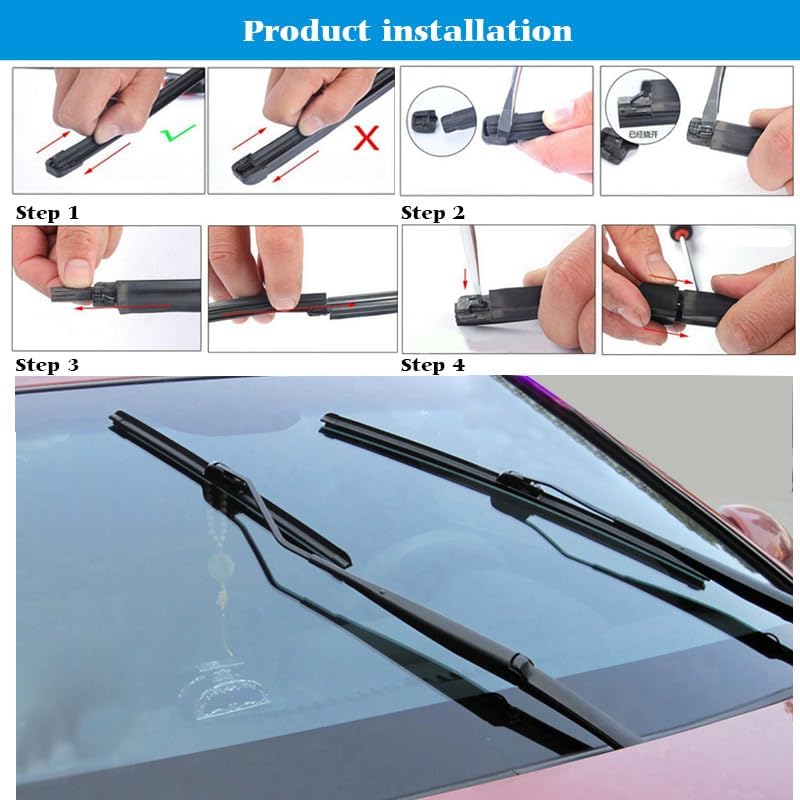 Miniatura 6 de 4 tiras para limpiaparabrisas de automóvil, sin marco, sin marco, repuesto de goma ajustable, universales para mi automóvil, SUV, camioneta, camión,