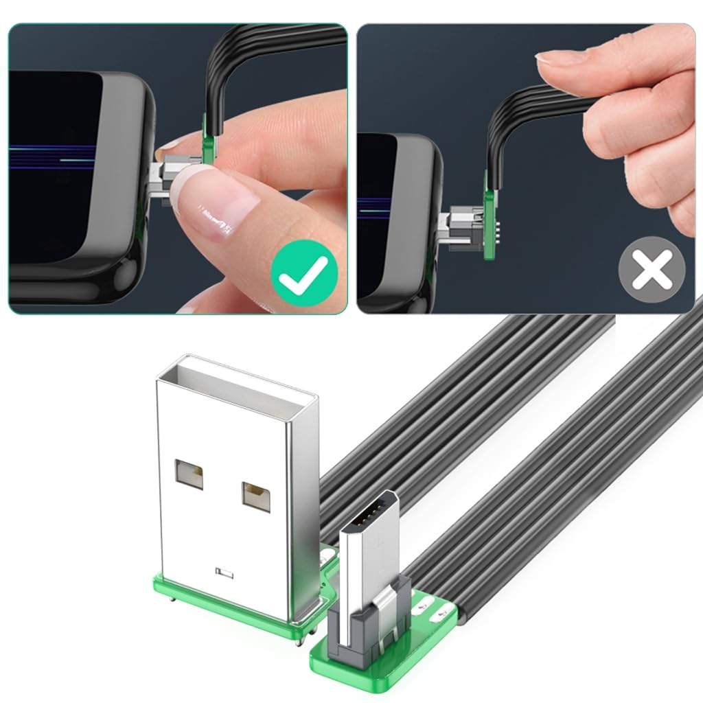 Elastyczny silikonowy płaski kabel micro USB ze złączem 90 stopni dla łatwego użytkowania