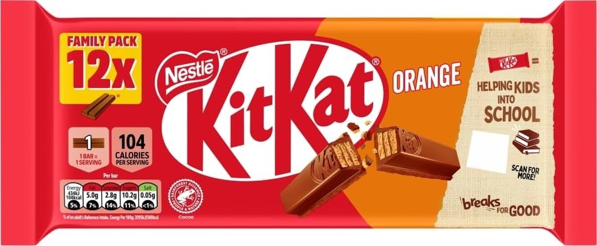 KitKat 2 Finger Orange Chocolate Biscuit Bar Multipack, 12 x 20.7g | Pack of 1
