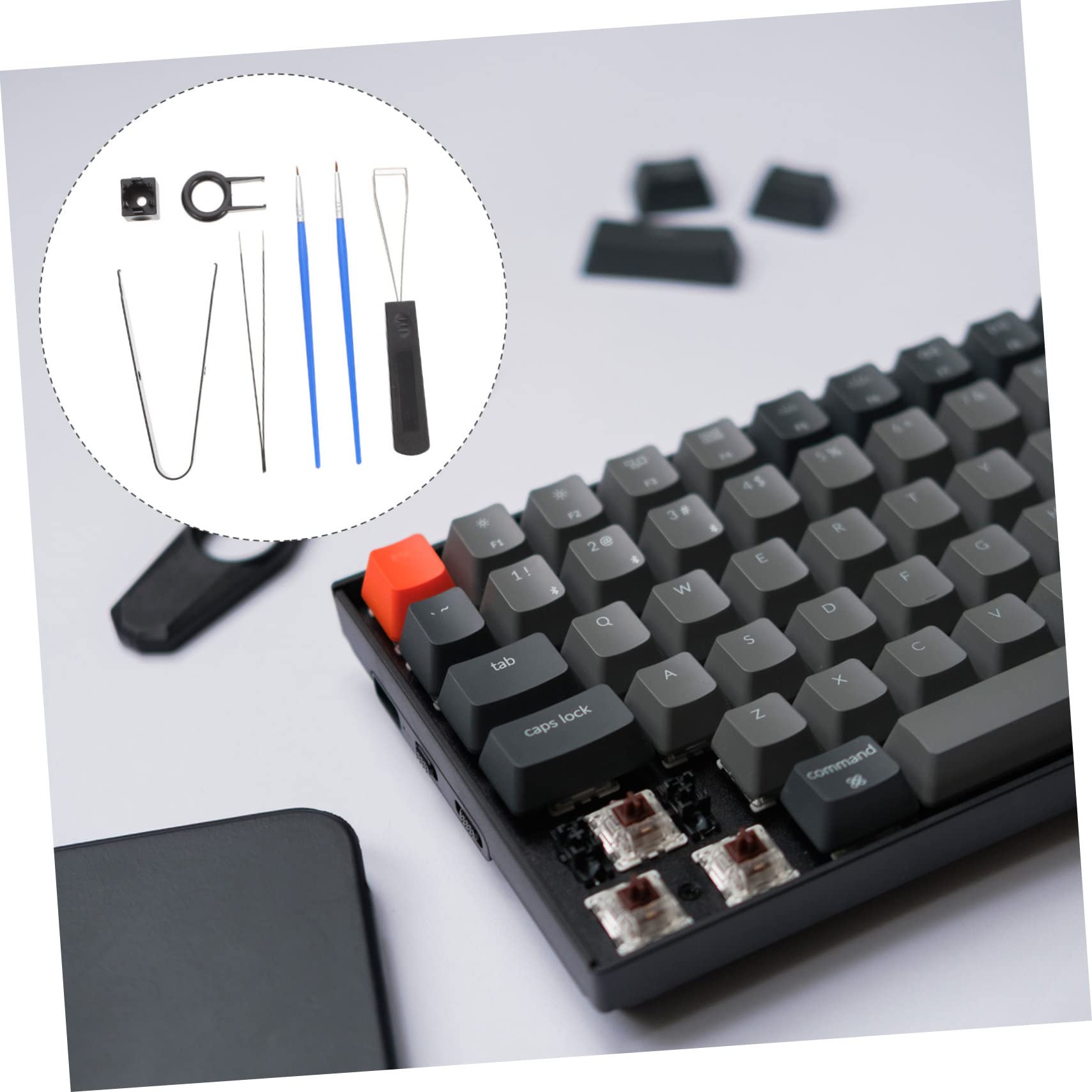 Hemobllo 3sets Kit Di Strumenti Per Pulizia Tastiera Meccanica Estrattore Keycap Pinzette e Spazzola Accessori Professionali Per Manutenzione Tastiere
