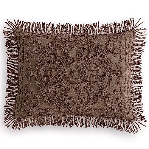 Image of Beatrice Home Fashions Medallion Standard Cotton Chenille Sham, Chocolate