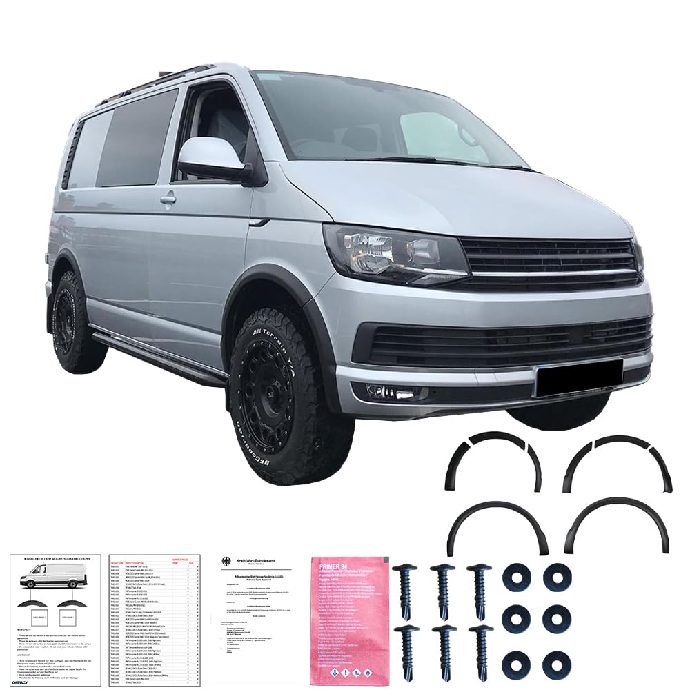 Protector de rueda compatible con VW Volkswagen Transporter T6 2015 hasta 2019, 8 piezas con ABE TÜV