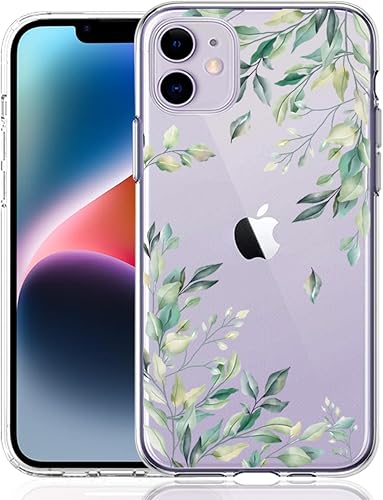 Miniatura 17 de Compatible con iPhone 11, funda transparente con flores florales a prueba de golpes, parte trasera dura, delgada, bonita funda transparente para Ola