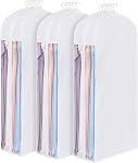 43" Cotton Garment Bag for Hanging Clothes and Storage, 3 Pack Breathable Suit Bags for Closet Storage with 10" Wide Gusset and Clear Window for Suits, Short Dresses, Jackets, Sweaters