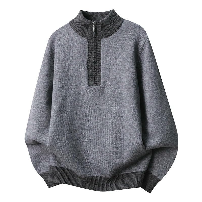 Pull en tricot décontracté homme avec col v zippé mode automne