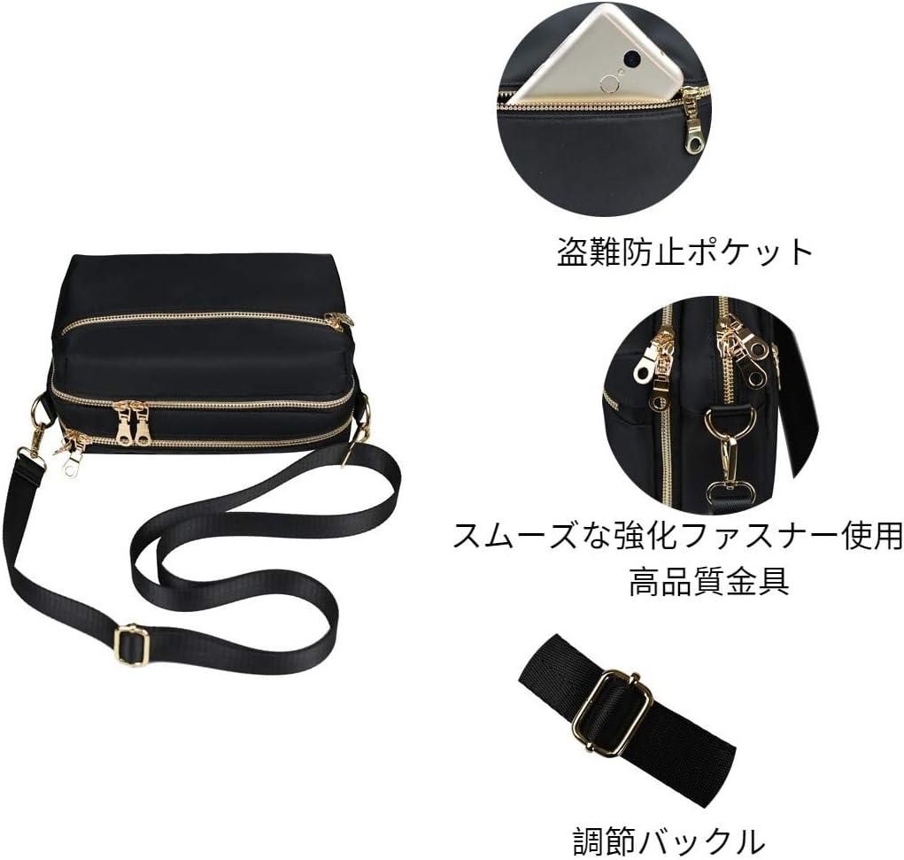 [Yanaier] ショルダーバッグ 斜めがけマザーバッグ人気 かわいい 超軽量 多層 大容量 ミニバッグ ナイロン 防水 お財布 ポシェット 通勤 旅行 ポーチ レディース