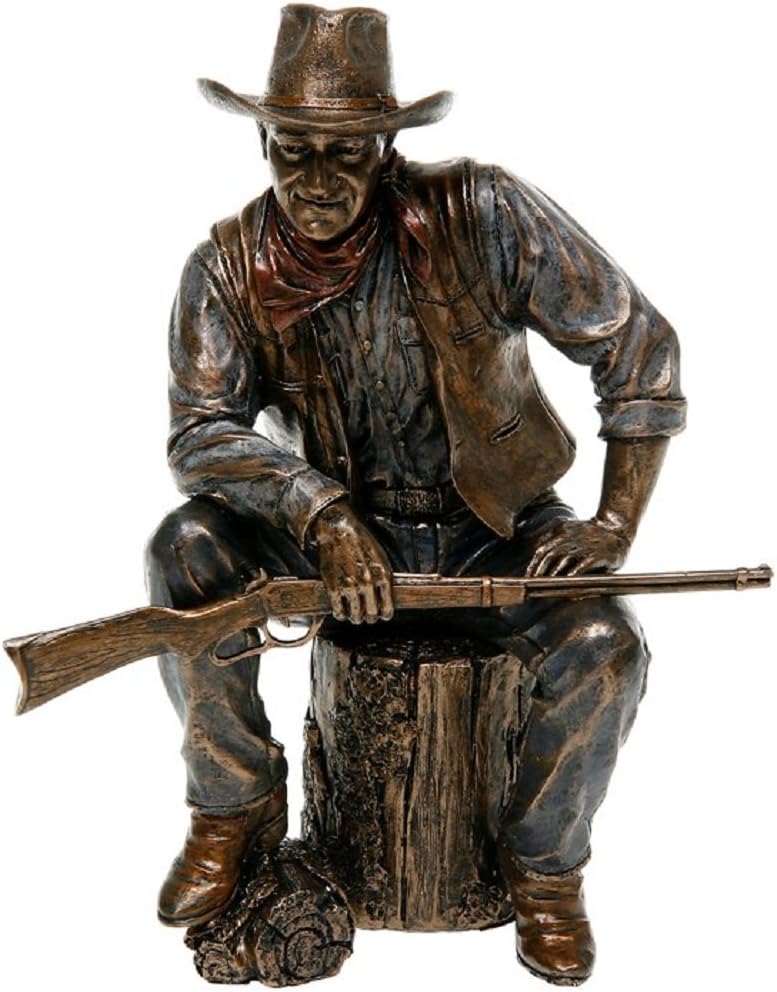 Gifts John Wayne 51284 Bronze Statue Sitting on Log