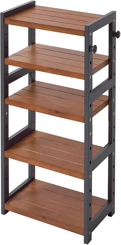 木製5段ラック ダークブラウン Amazon｜ぼん家具 オープンラック 木製 5段 幅44.9×奥行28×高さ