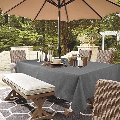 youngseahome Outdoor Tablecloth Wrinkle-Free Stain Resistant Waterproof Polyester Fabric Table Cover with Zipper Umbrella Hole for Picnic/Party/Dinner/Patio Garden(60×84inch,Zippered,Grey)