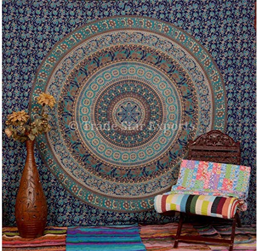 Indian Elephant Tapestry Wall Hanging, Bohemian Mandala Bedding Double, Hippie Dorm Room Decorations, Boho Decor, Cotton…