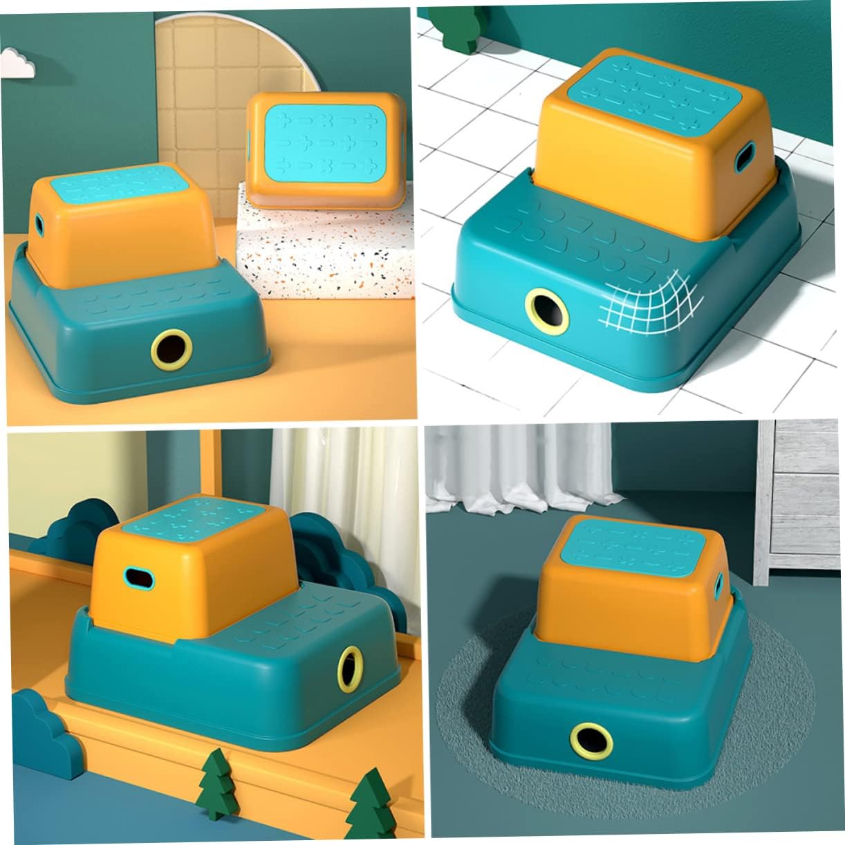 Abaodam Boys and Girls Two Stool for Potty Training Non- Boy Girl Foot Stool for Bathroom and Sink Sturdy and Stable Design Peacock Steps