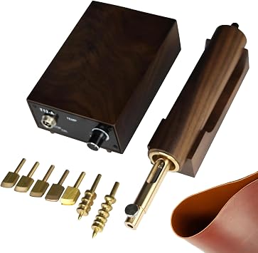 HPMCVE Electric Leather Edge Ironing and Creasing Tool, Handheld Leather Trimming Machine, Automatic Sleep and Shutdown Function, Temperature Range 0-400C, for Edge Banding, Leathers Ironing