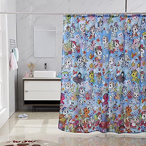 Tokidoki Sea Punk Shower Curtain with Rings (Blue)