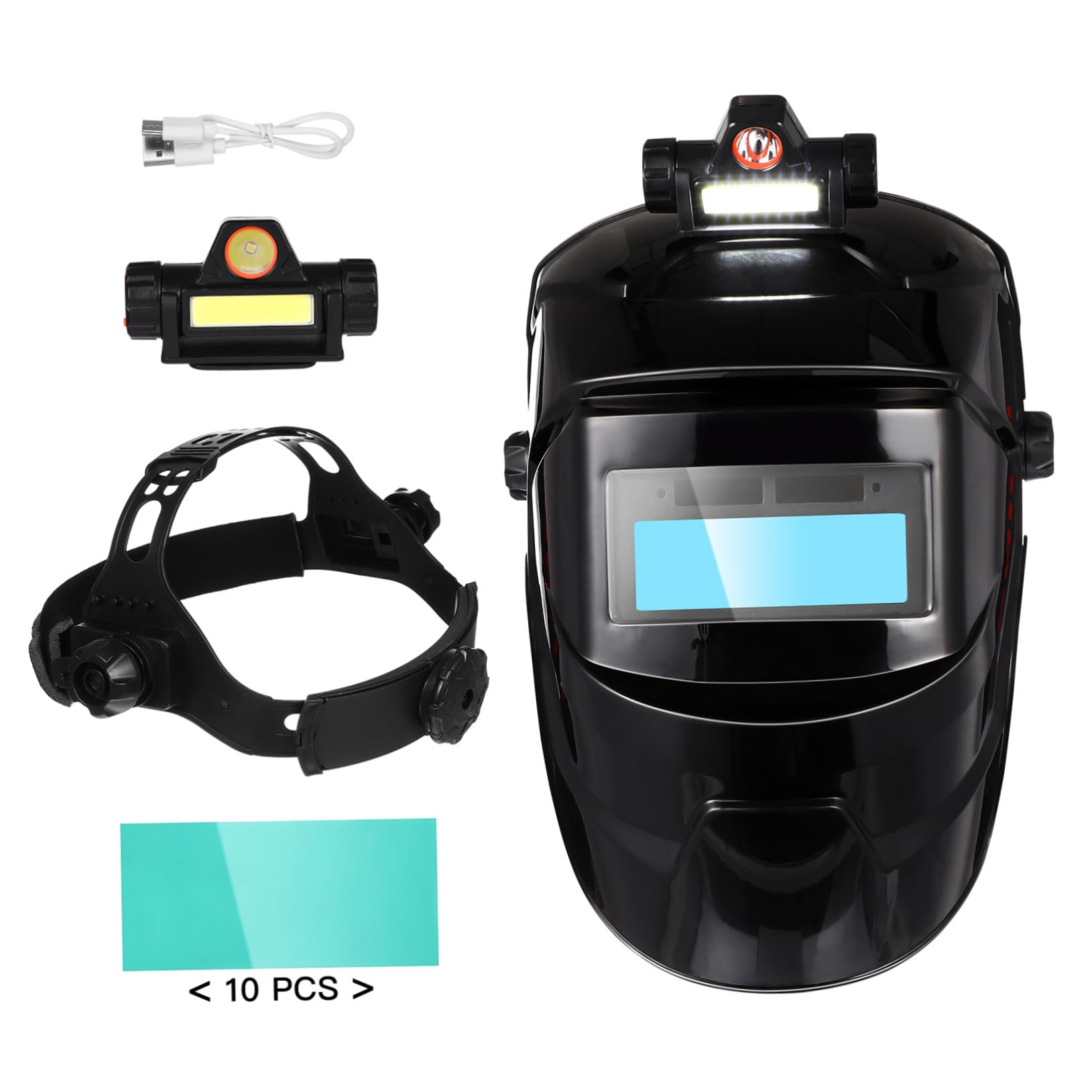 Maschera di Protezione per Saldatura 116, Pp, Tipo Half Mask | Schermo Ampio a Visione, Oscuramento 8 Livelli, Nero, Supporto Regolabile Imbottitura Traspirante