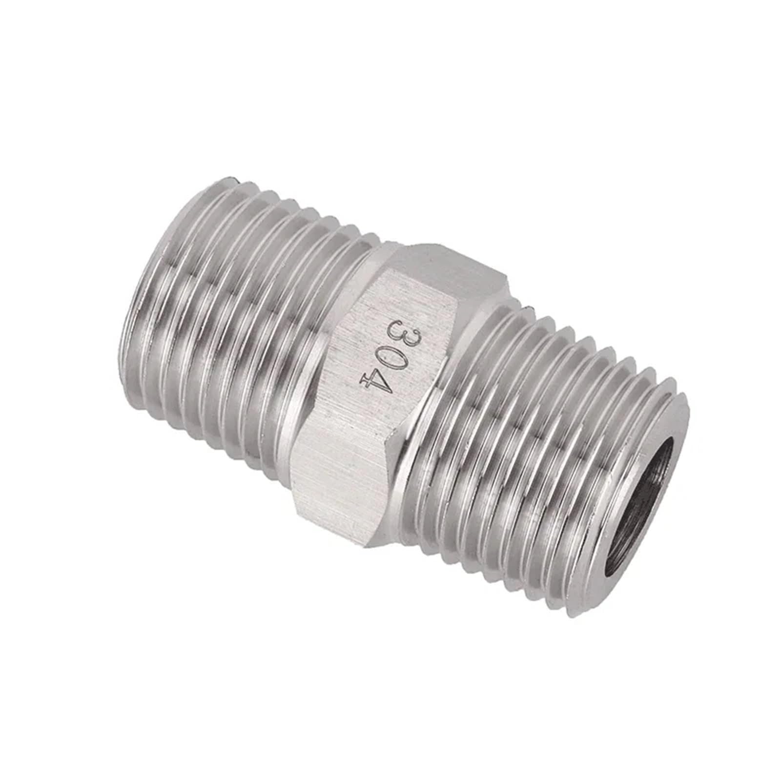 Ruajogynvm Men's One Color 1/8" 1/4" 3/8" 1/2" 3/4" 1" Npt Thread 304 Stainless Steel Hex Nipple High Pressure Pipe Fitting Connector Coupler(Bspp Thread,1I8)