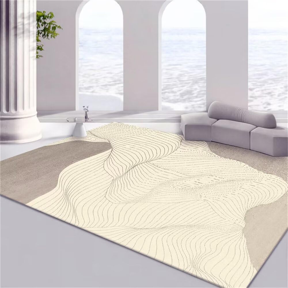 Tapis gris 120x170cm moderne et anti-salissure pour décoration de salon