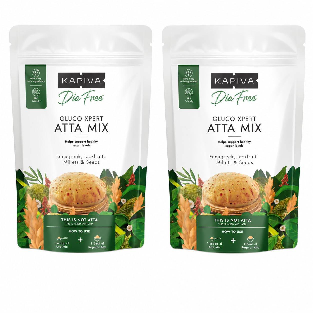 Kapiva Gluco Xpert Atta Mix,150 g (Pack of 2) | Makes Atta Diabetic-Friendly | Methi, Rajgeera, Flax Seeds, Jackfruit & 5 More-image-36