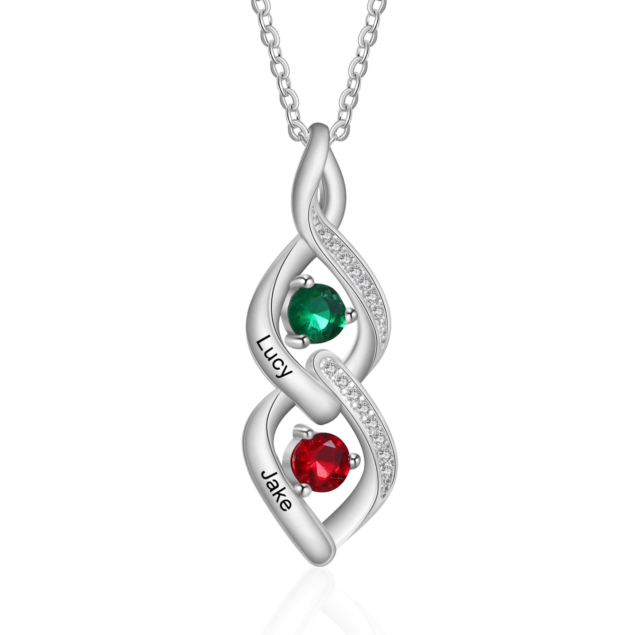 Mothers Day Gifts for Mom Birthstone Name Necklace Mother's Day Gifts for Women Personalized Necklaces Customized Twisted 2-7 Mothers Necklace with Birthstones