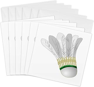 3dRose Greeting Cards - Big White Badminton Shuttlecock - 6 Pack - Sports