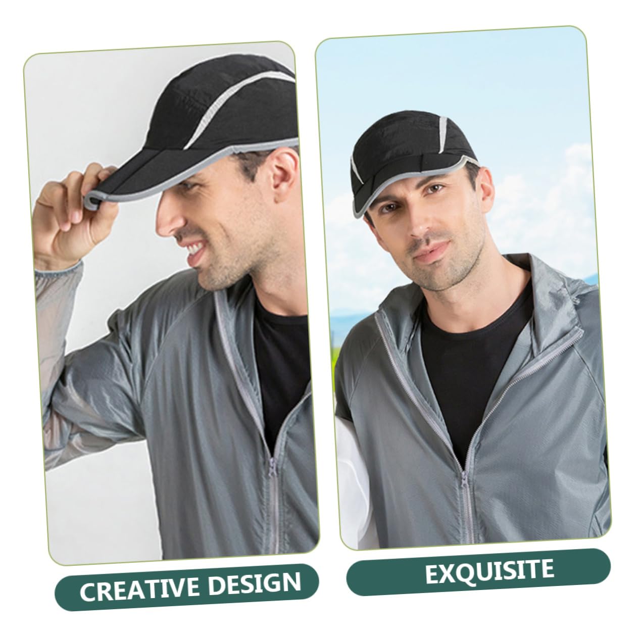 Beavorty Chapeau De Soleil Casquette Hommes Respirant Chapeaux De Sport pour Hommes Caps pour Hommes Chapeau D'été pour Hommes Chapeau pour Hommes Nylon Black