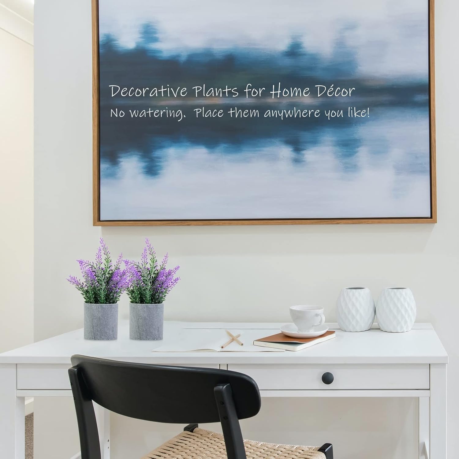 CADNLY Artificial Lavender Plant in Pots - Faux Lavender Flowers Decor – Fake Flowers Purple Decor Plant Potted Bathroom Bedroom Kitchen Farmhouse Home 2 Pack - Image 3