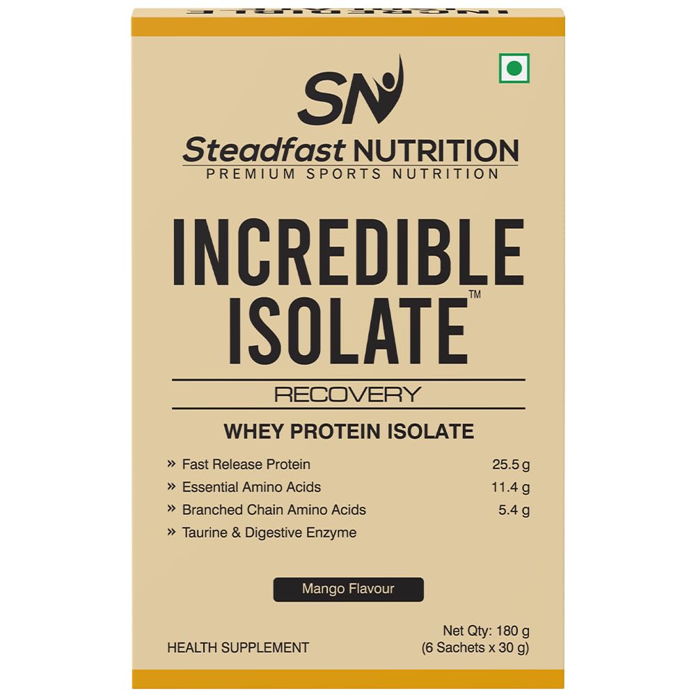 Steadfast Nutrition Incredible Isolate Whey Isolate Protein.. (6 Sachets Pack, Mango Flavour)