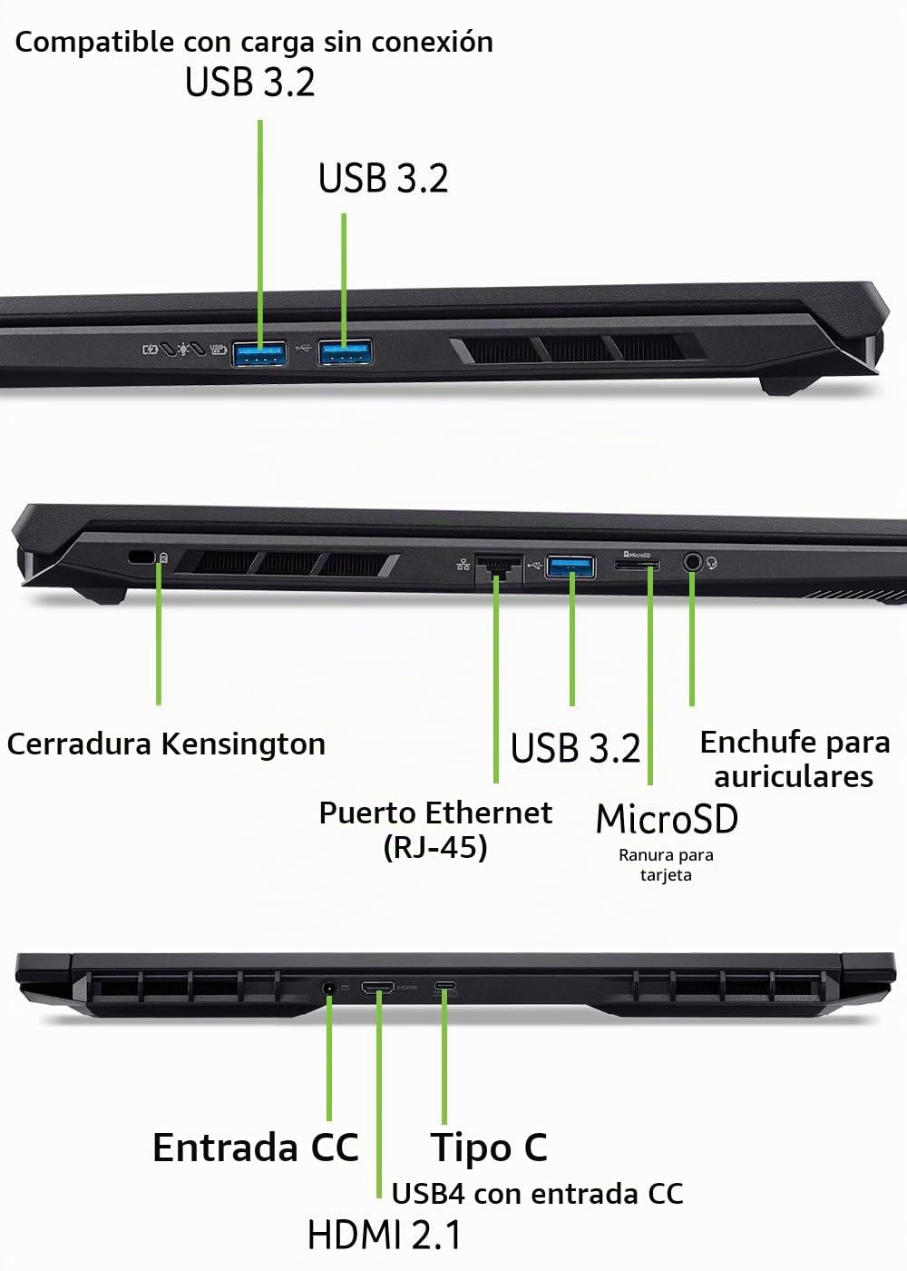 Acer Nitro V 17 AI (ANV17-41-R98D) AI Ordenador portátil para Juegos, 16 Tops, Pantalla FHD IPS 144Hz, AMD Ryzen 7 260, 16 GB de RAM, SSD de 1 TB, NVIDIA GeForce RTX 5060, Windows 11, Teclado QWERTY