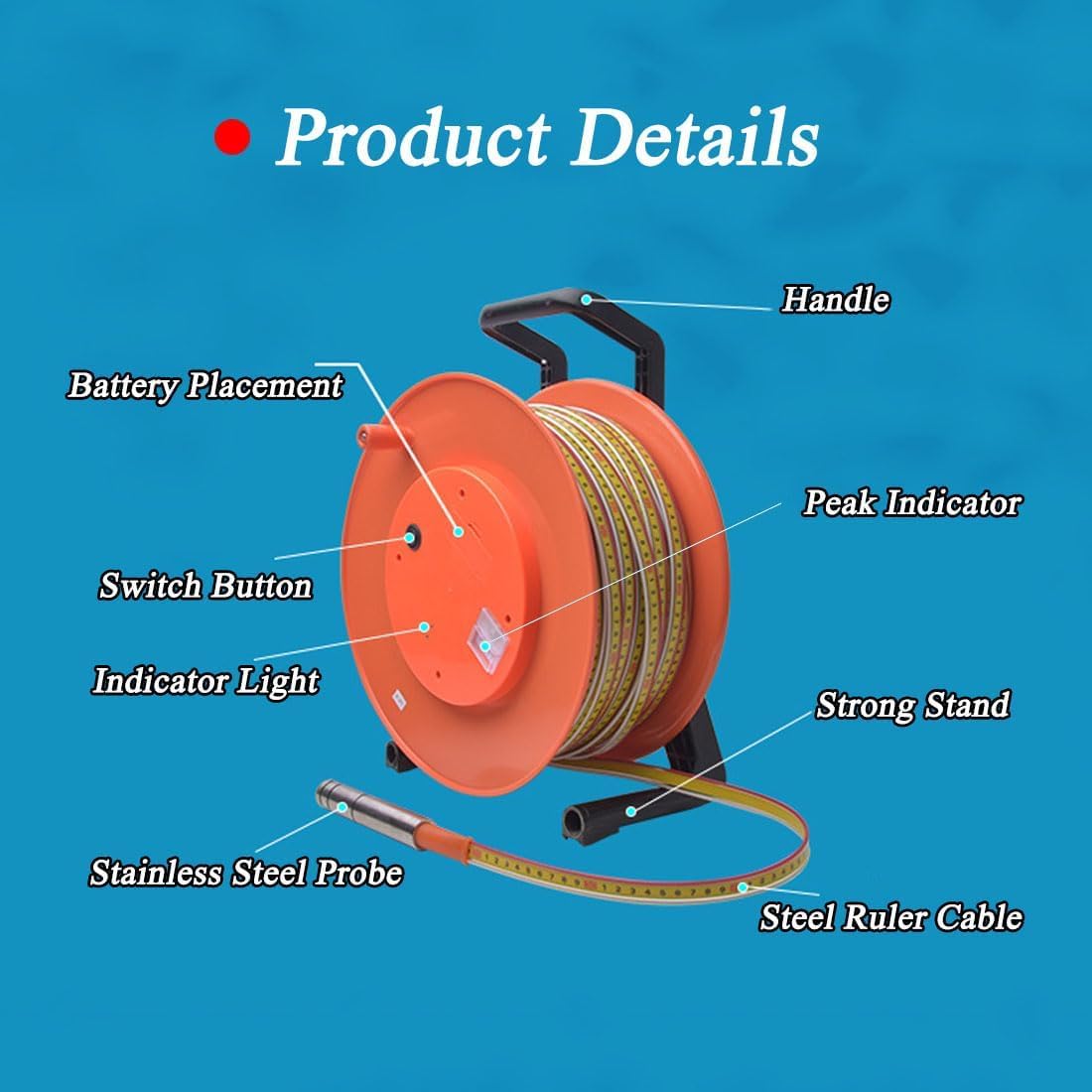 Medidor de nivel de agua, indicador de nivel de agua de acero inoxidable, sensor electrónico de nivel de agua de pozo, medición de nivel de agua subterránea, probador de nivel de agua de pozo profundo