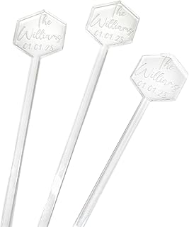 Set of 50 Custom Personalized Stirrer, Stirrer For Birthday Party, Wedding Drink Charms, Drink Names, Cocktail Tags, Couple Names,Acrylic Swizzle