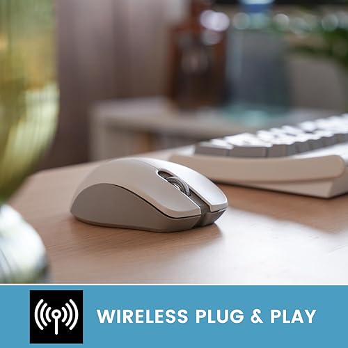 Miniatura 6 de Perixx PERIMICE-621M - Ratón inalámbrico - Clic silencioso con diseño Ergo - Compatible con PC de escritorio y portátil - Inalámbrico 2.4 GHz - Beige