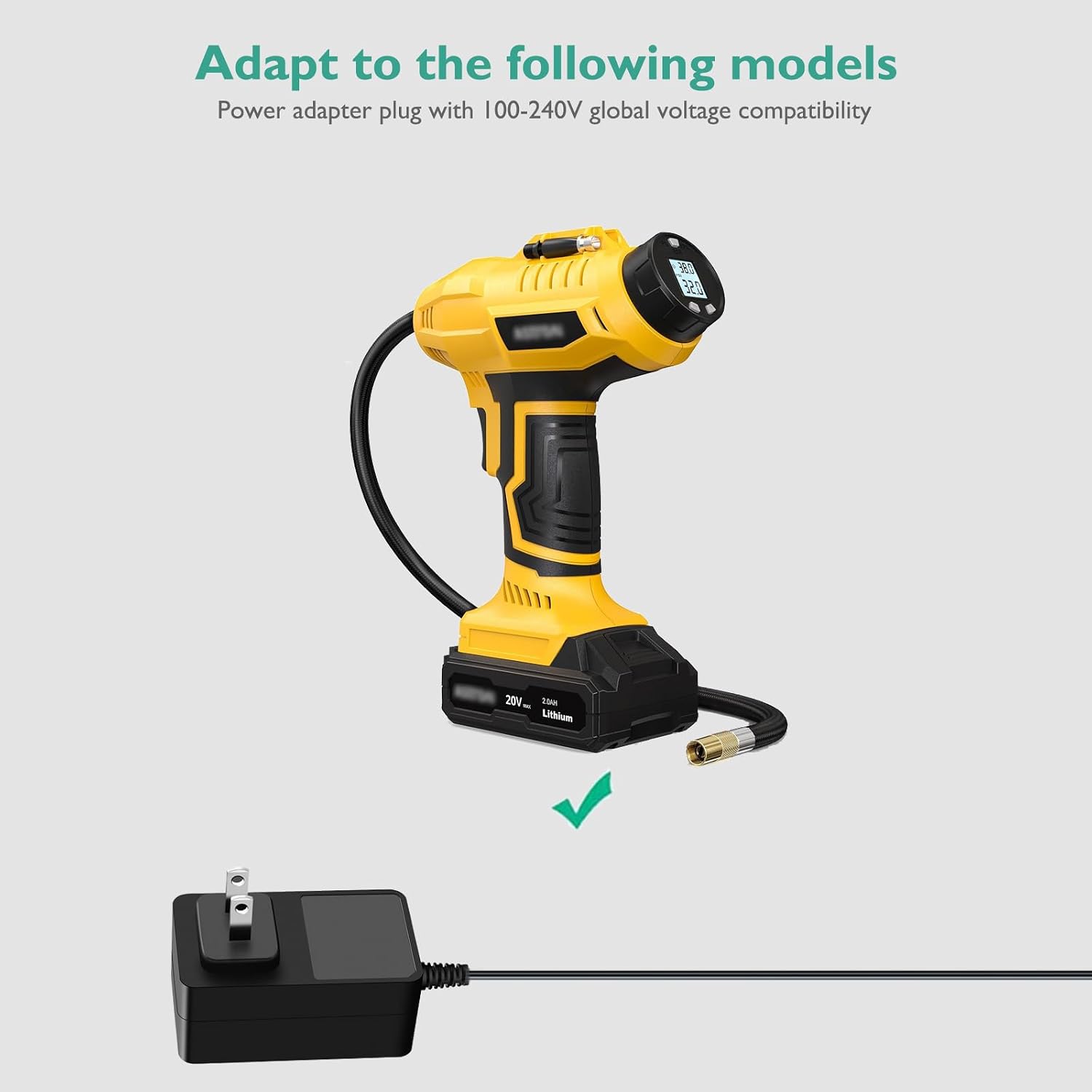 20V Battery Charger for AstroAI Cordless Tire Inflator Air Compressor Compatible with AstroAI 20V JYP160-2301812 / JY16P160-18 Car Power Adapter Digital Pressure Adapter Power Supply