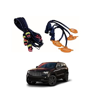 PRIKNIK LED Grille Lights Amber Yellow Grill Led with Fuse Adapter Wiring Harness Kit (4PCS, Amber Shell with Amber Light) Compatible with Cherokee