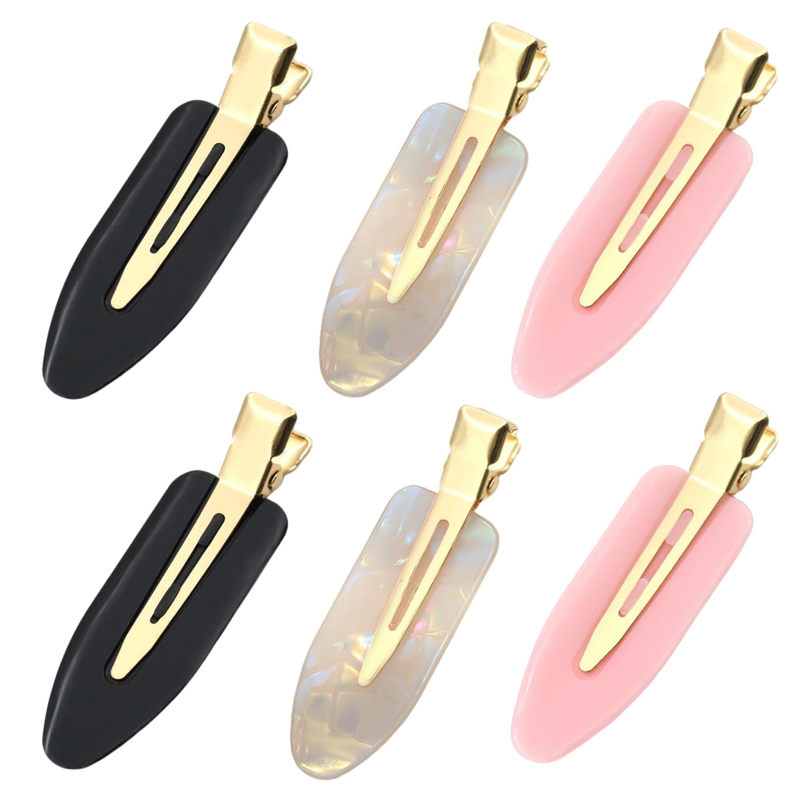 Barrettes, 6 pinces à cheveux, pinces sans pli pour femmes, pinces plates pour franges et coiffure, accessoires professionnels avec poignée dorée